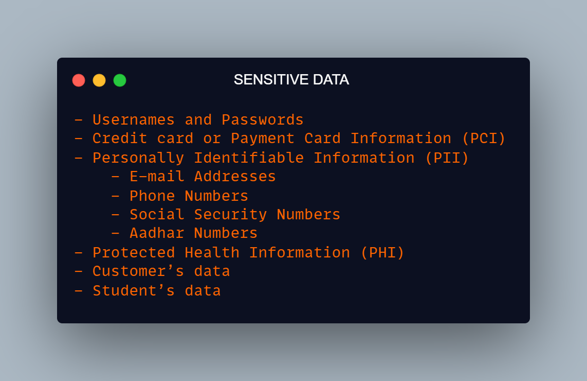 Sensitive Data