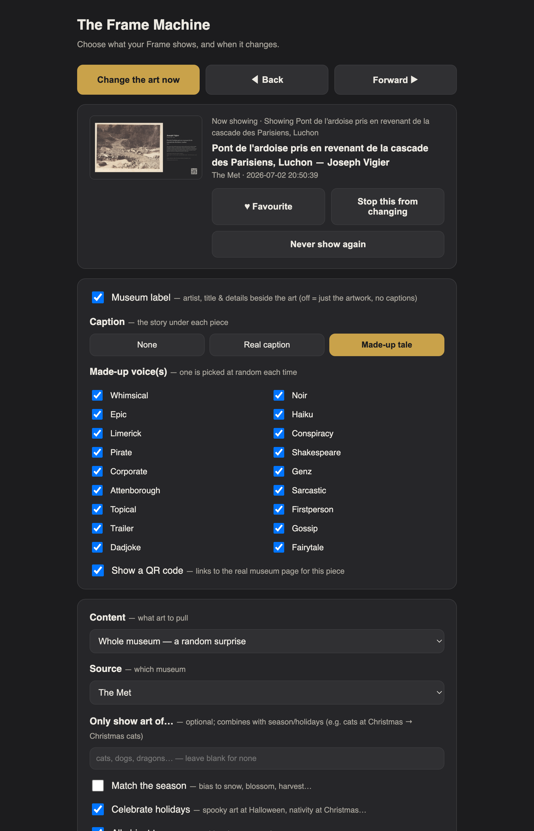 The web control panel