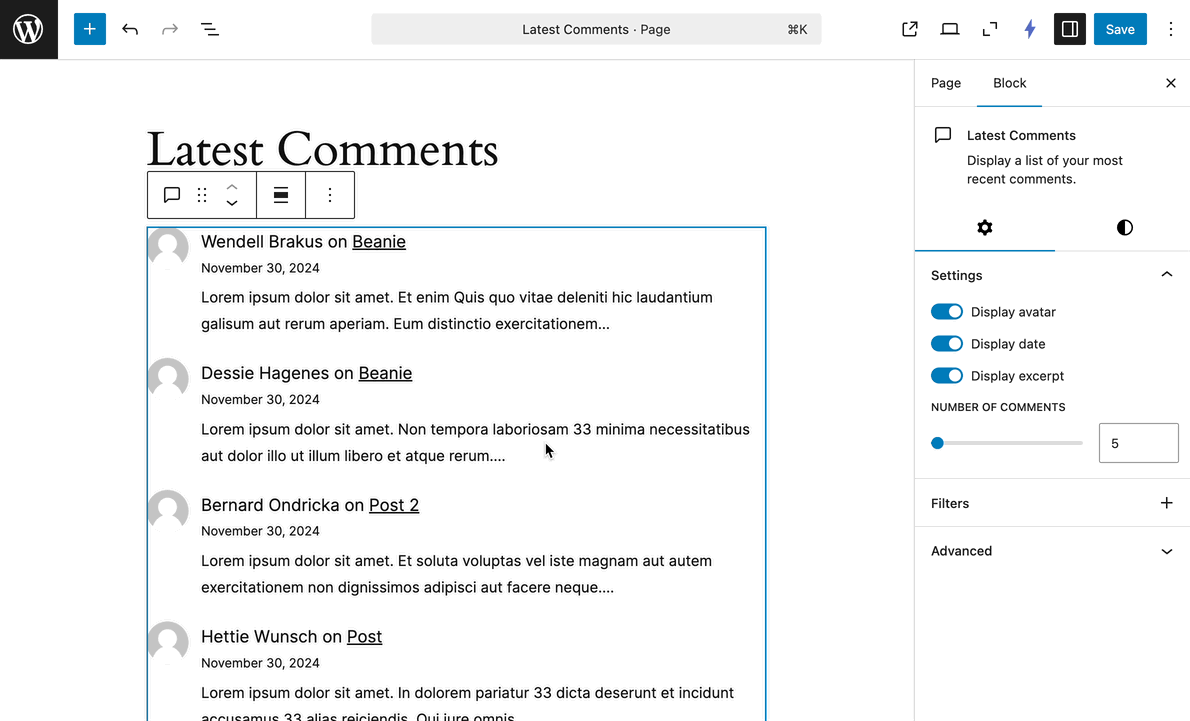 Latest Comments Extended