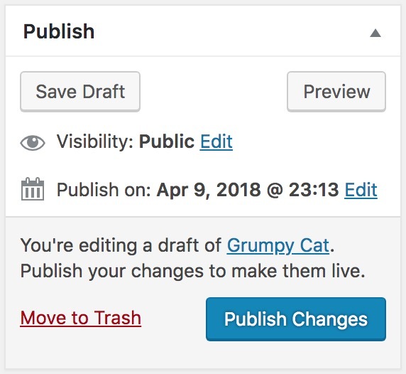 Publish Changes button