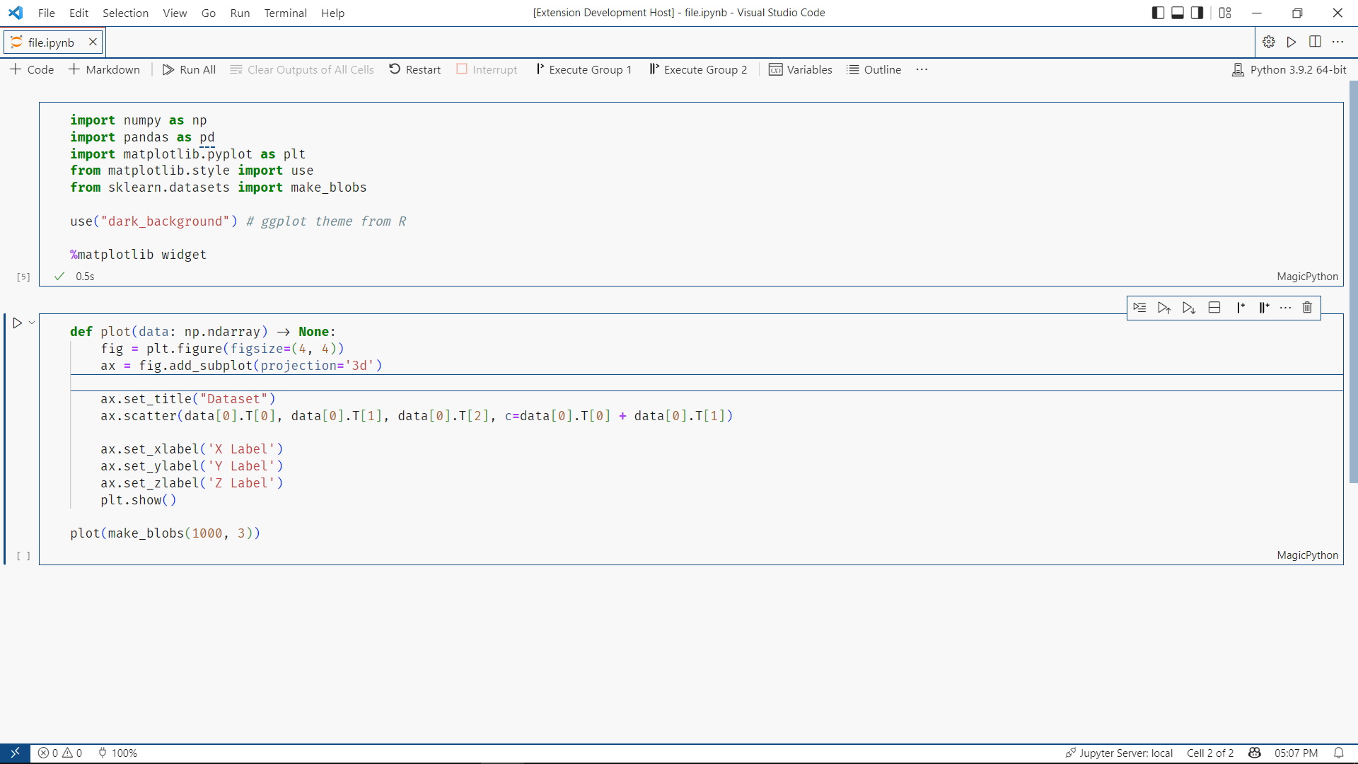 Demo image of the Jupyter Light High Contrast theme extension for VS Code