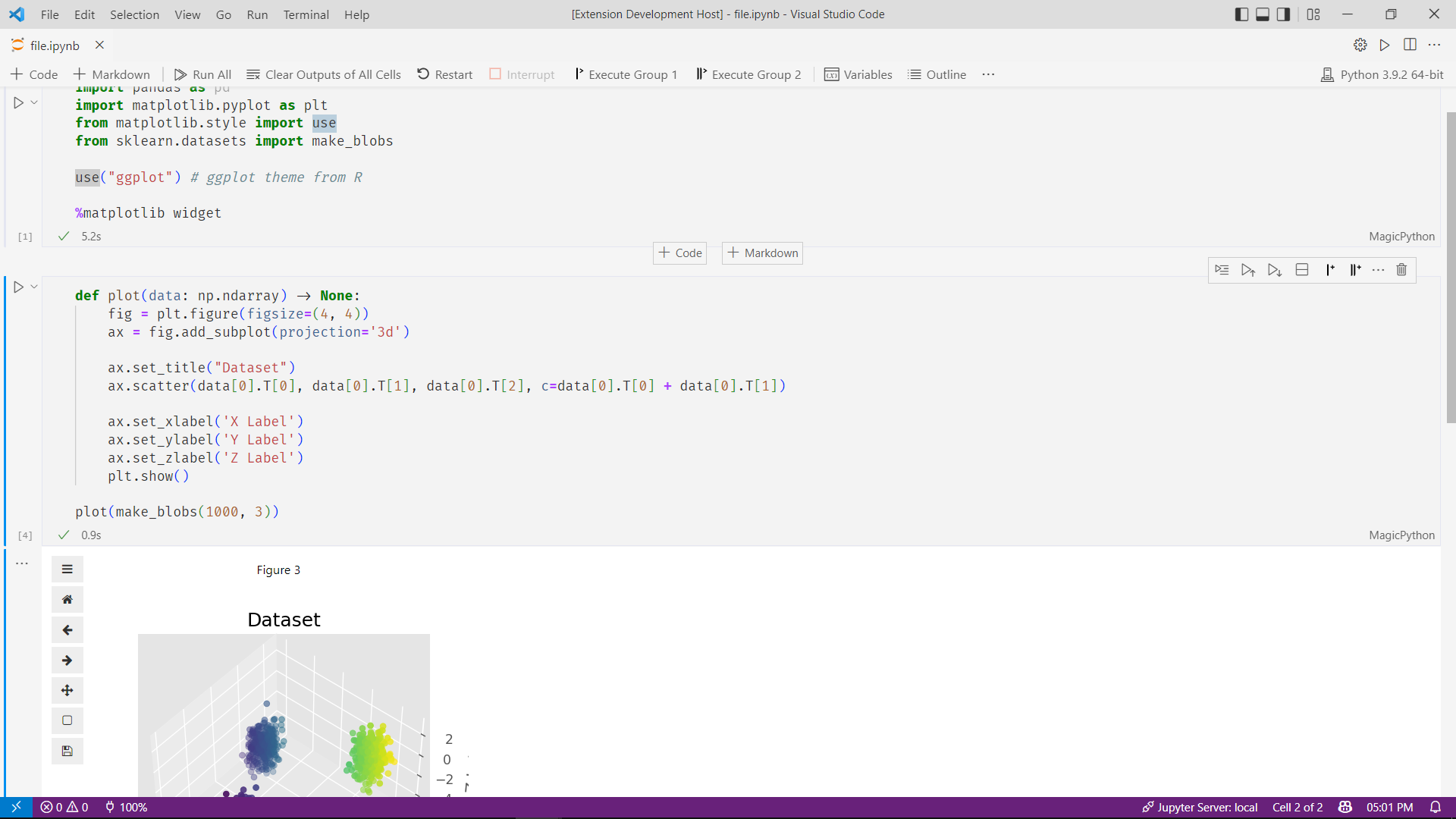 Demo image of the Jupyter Light theme extension for VS Code