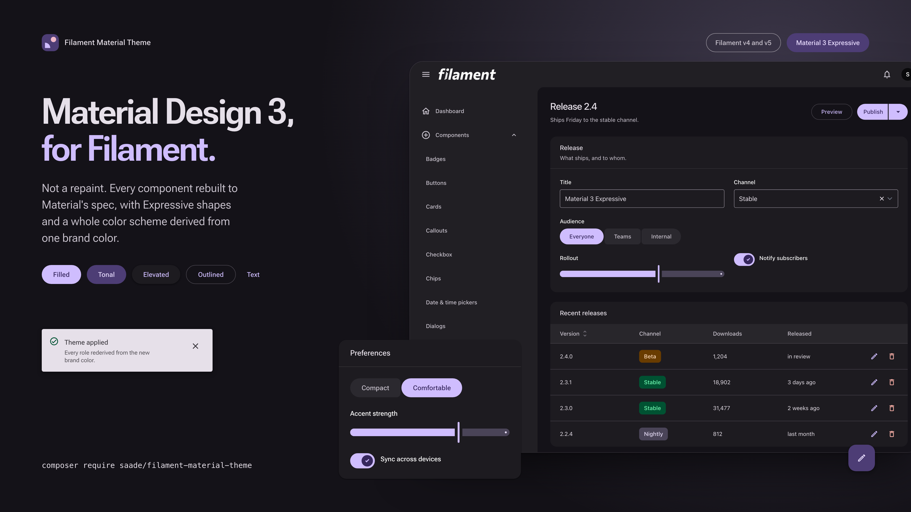 Filament Material Theme: Material Design 3 for Filament