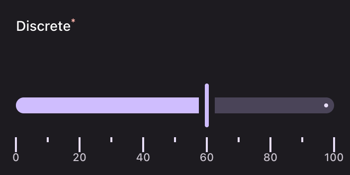 A discrete slider marked at every tenth value