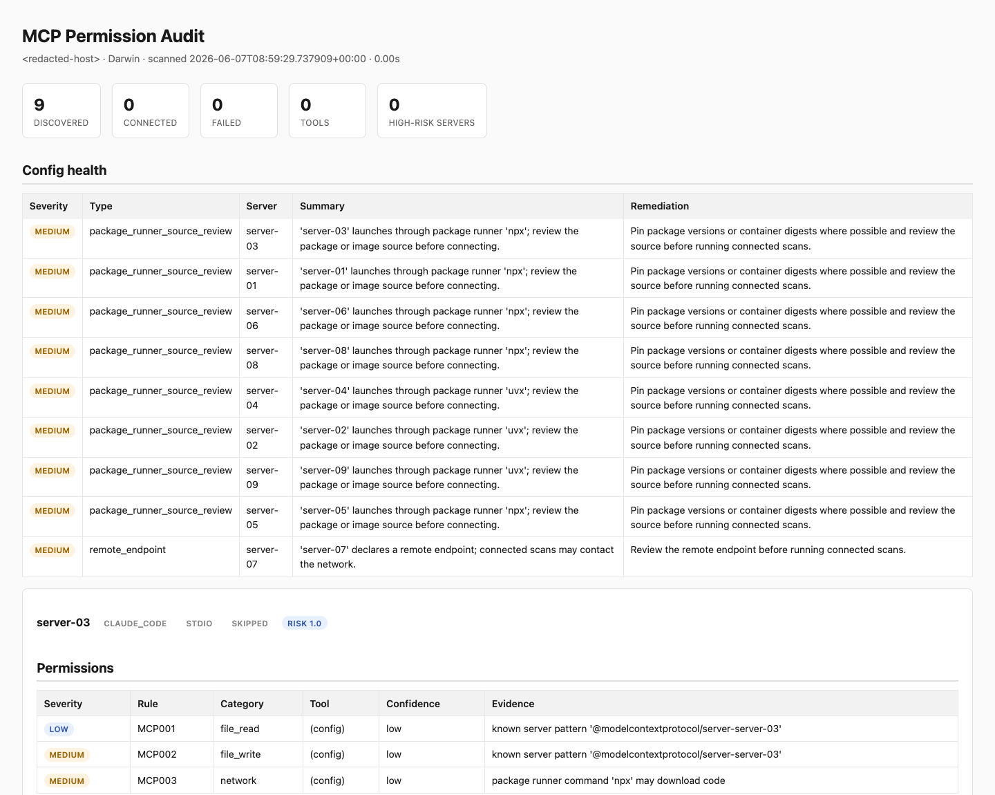 mcp-audit self-contained HTML report