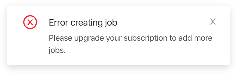 Error creating job