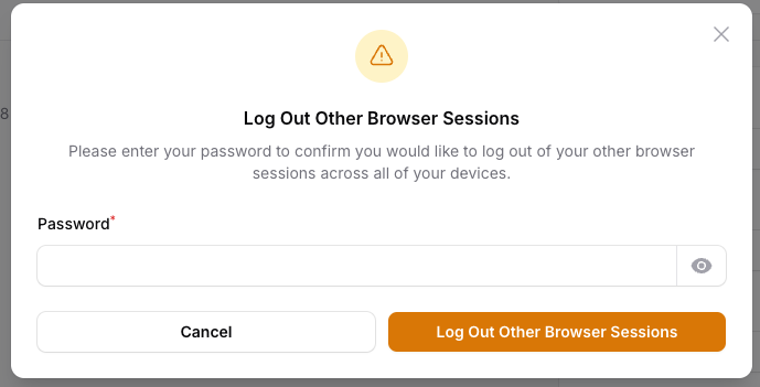 Screenshot of Close Browser Sessions Confirmation