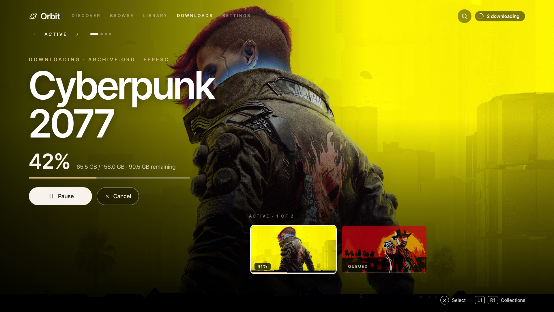 Cinema Downloads with Cyberpunk 2077 selected
