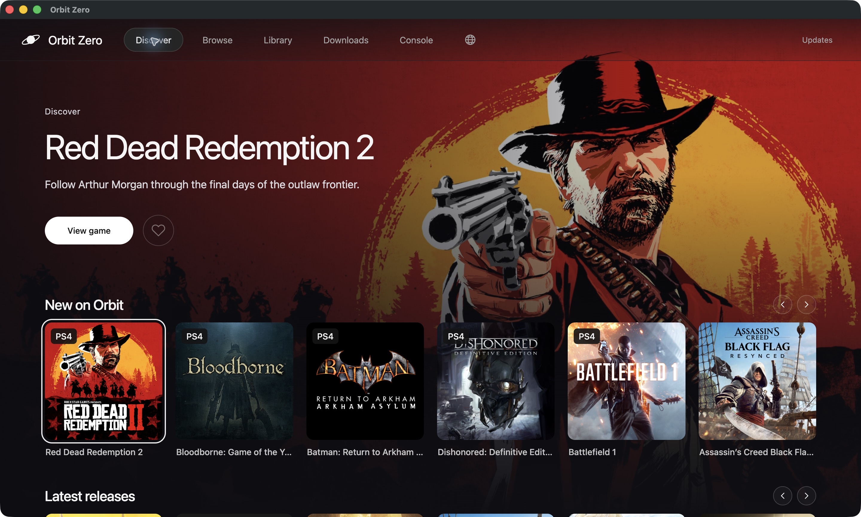 Orbit Zero 1.1.0 Discover with Red Dead Redemption 2, PS4 favourites and New on Orbit before Latest releases
