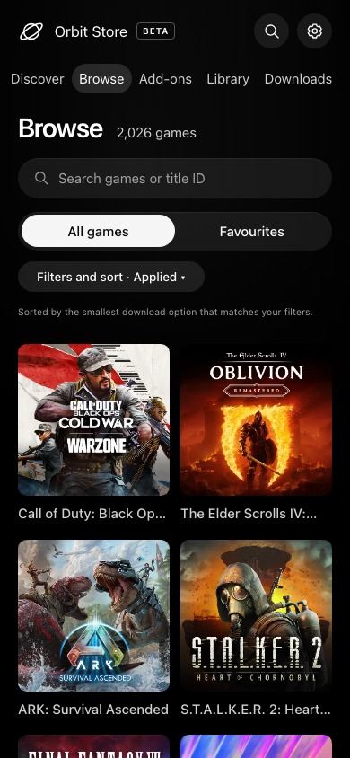 Step 1: Phone Browse with search and game cards