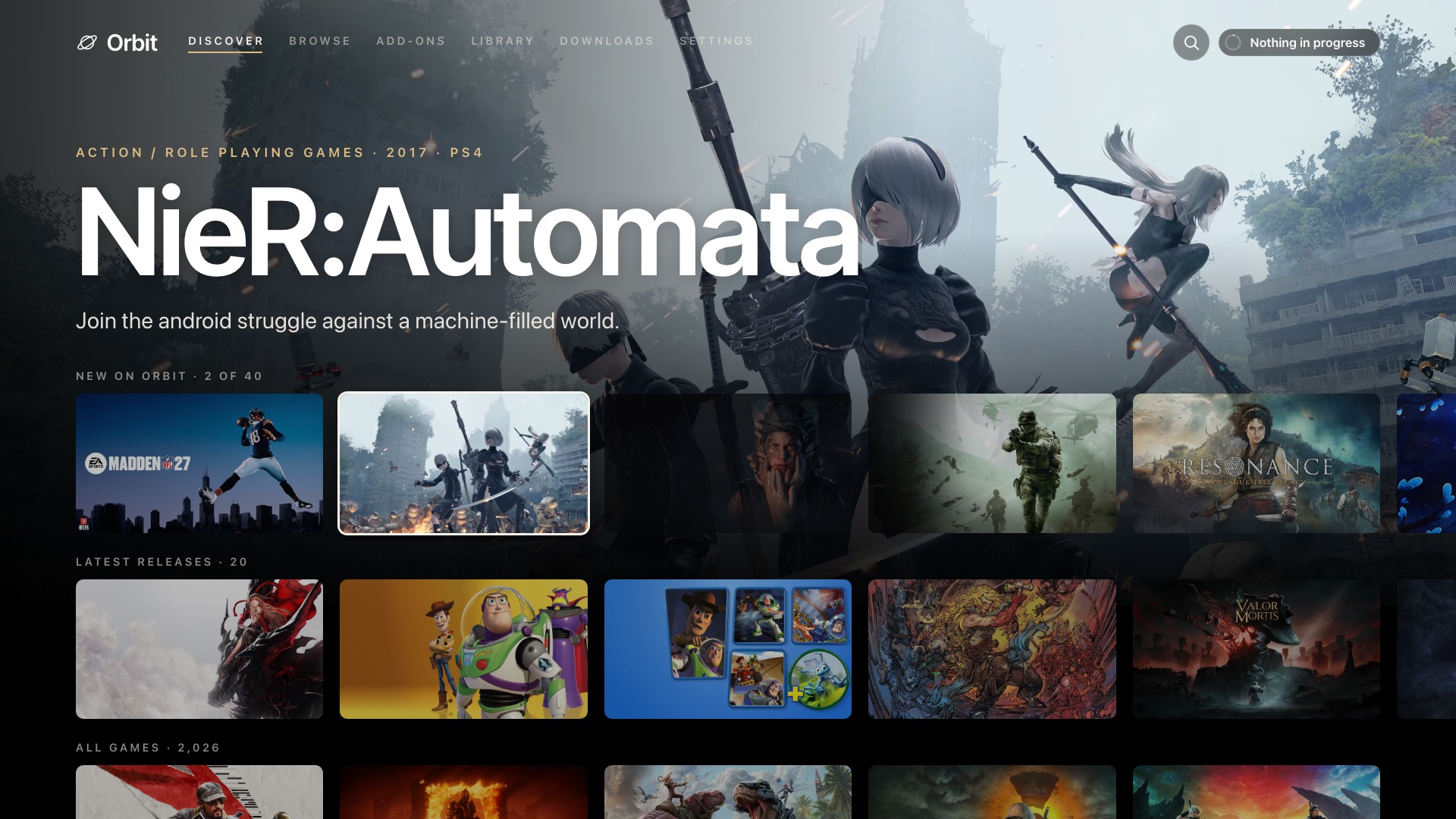 Cinema Discover in the Orbit Store 1.5.0 browser interface