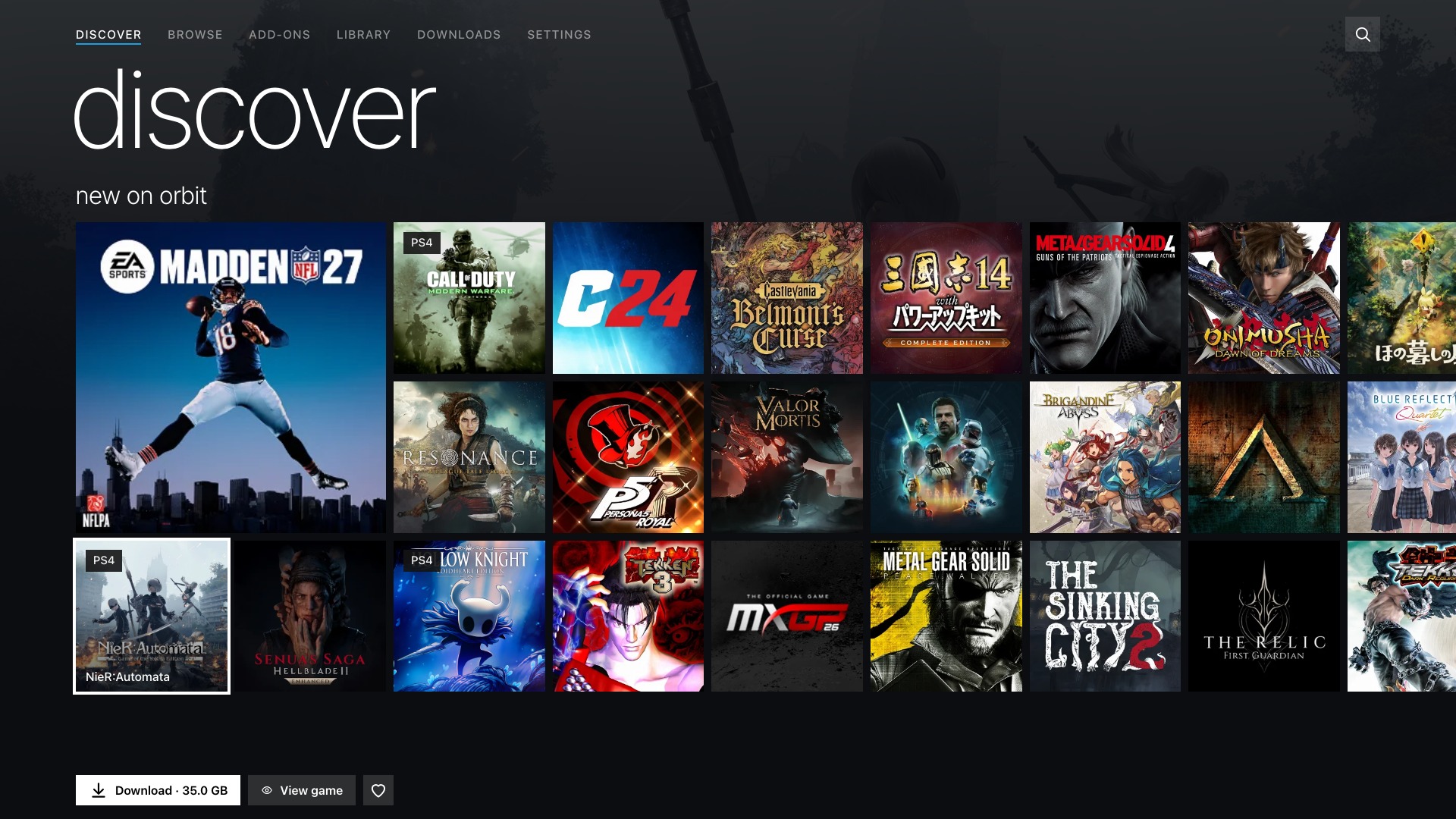 Panorama Discover in the Orbit Store 1.5.0 browser interface