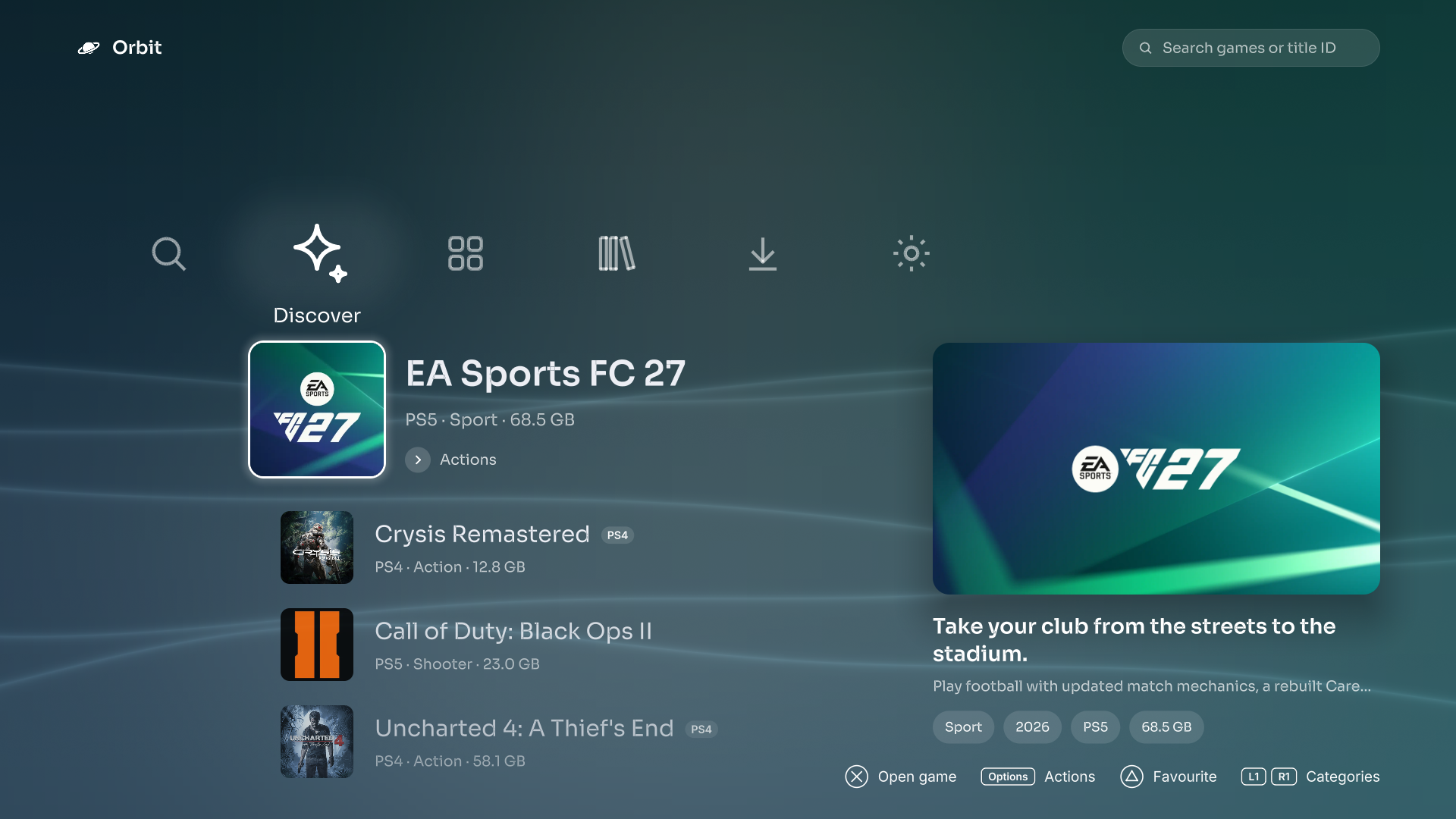 Crossbar Discover in the native Orbit Store app