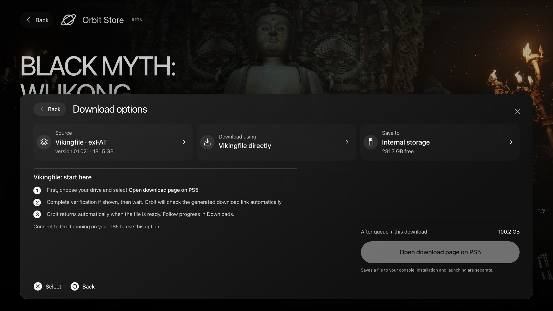 Orbit Store 1.5.0 download options and automatic Vikingfile link-capture instructions