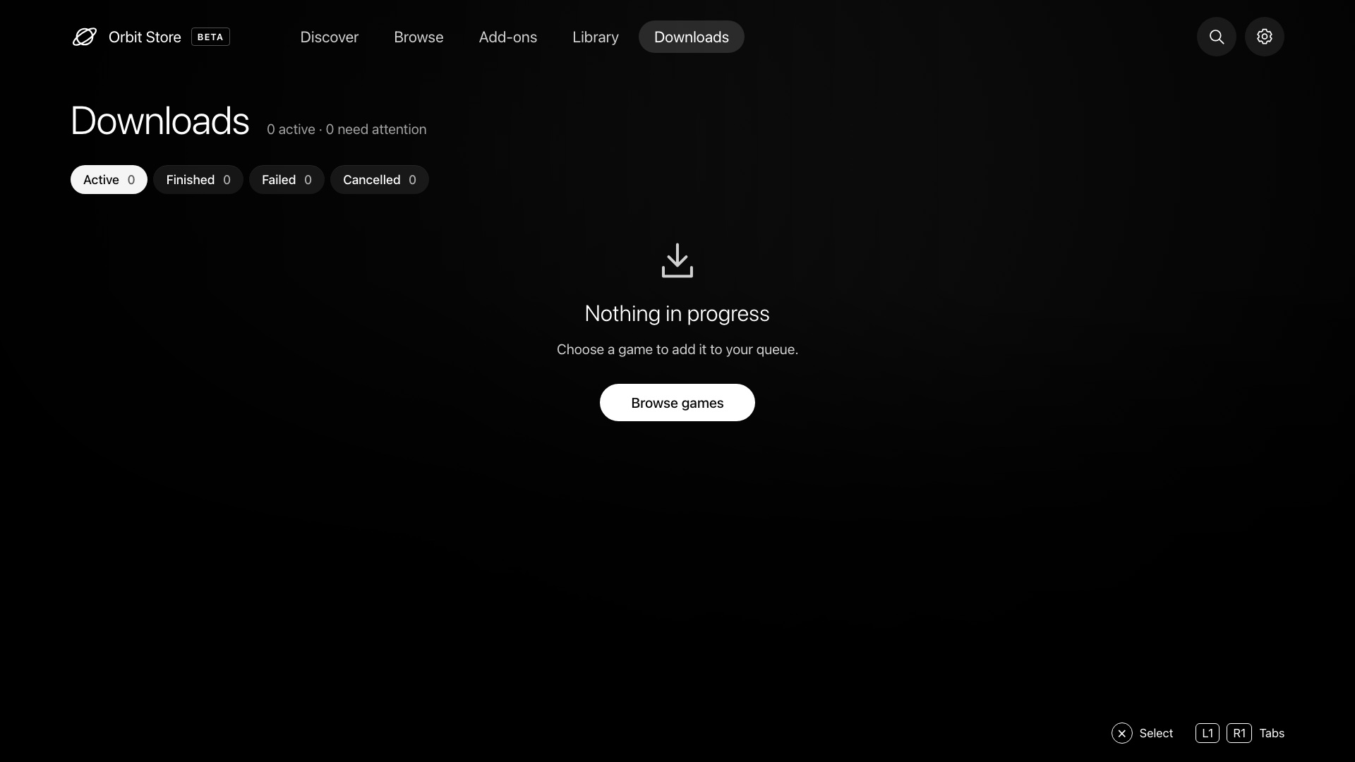 Orbit Store 1.5.0 Downloads with an empty queue