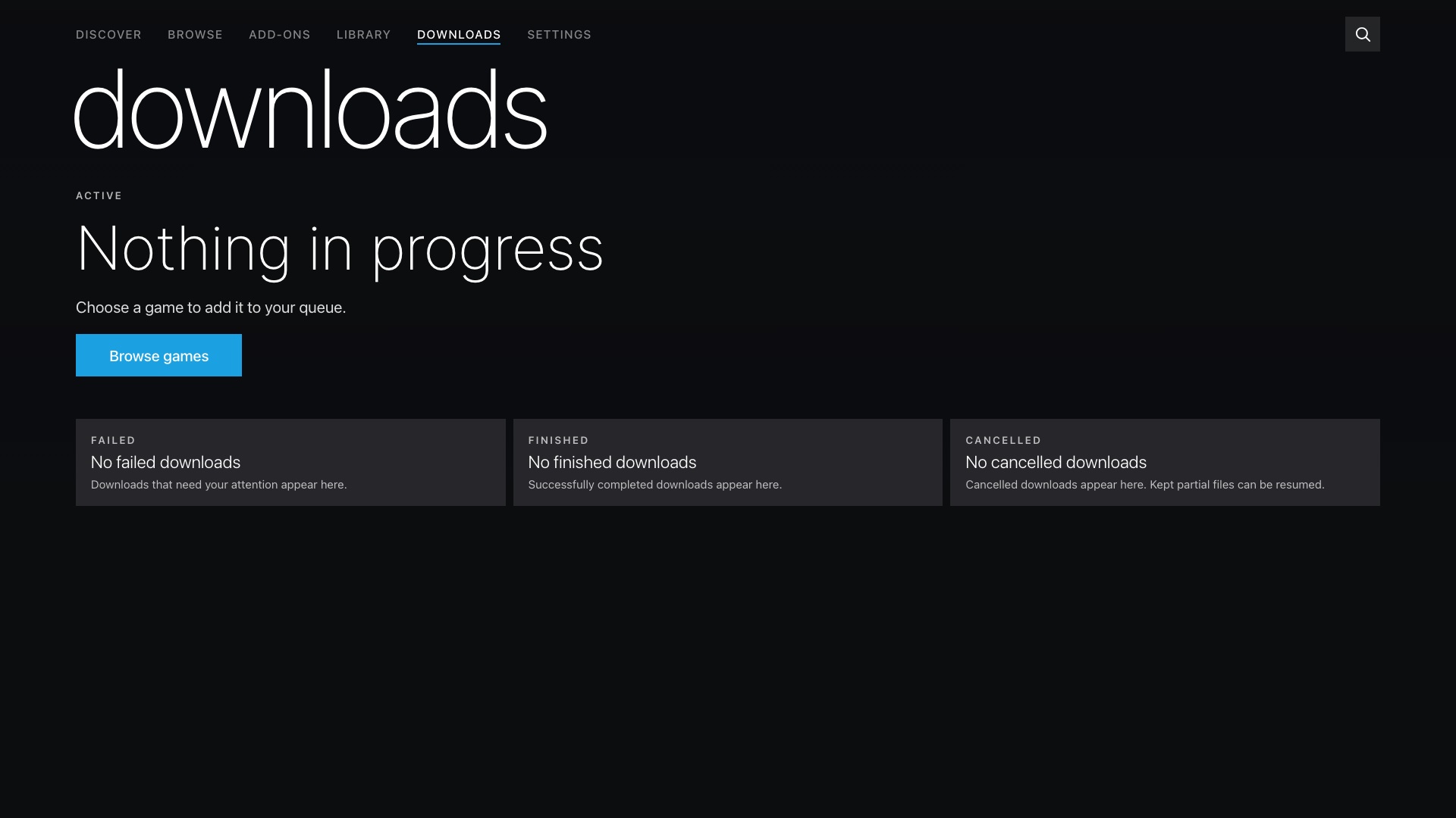 Orbit Store 1.5.0 Panorama Downloads with an empty queue