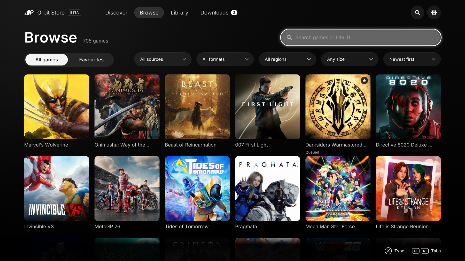 Orbit Store 0.9.0 Browse with the new interface and region filters