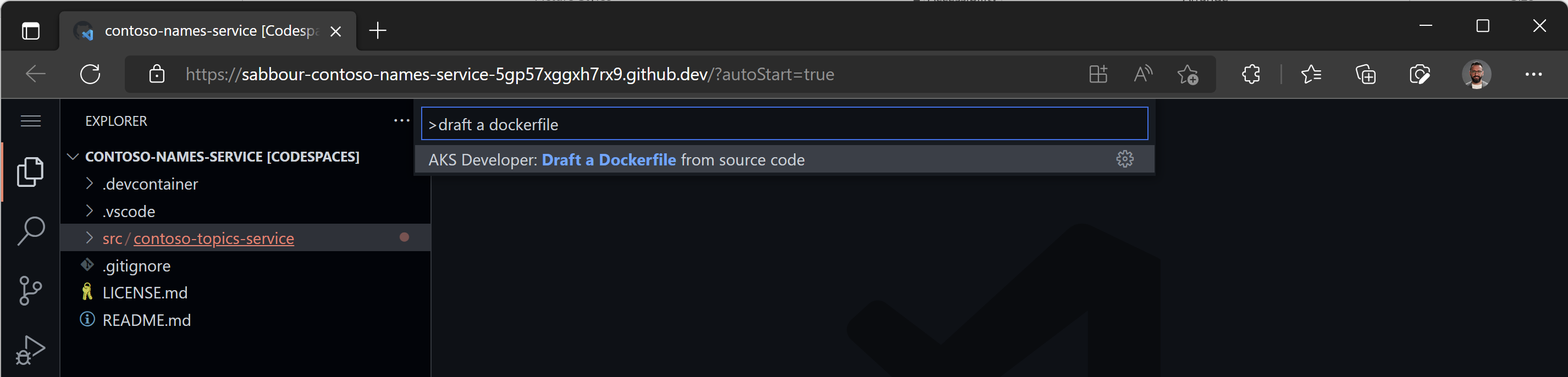 Draft a Dockerfile from source code