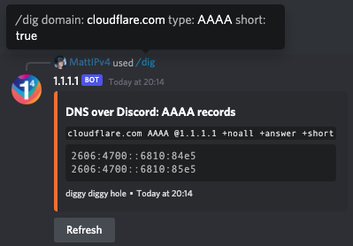 dig domain: cloudflare.com type: AAAA short: true