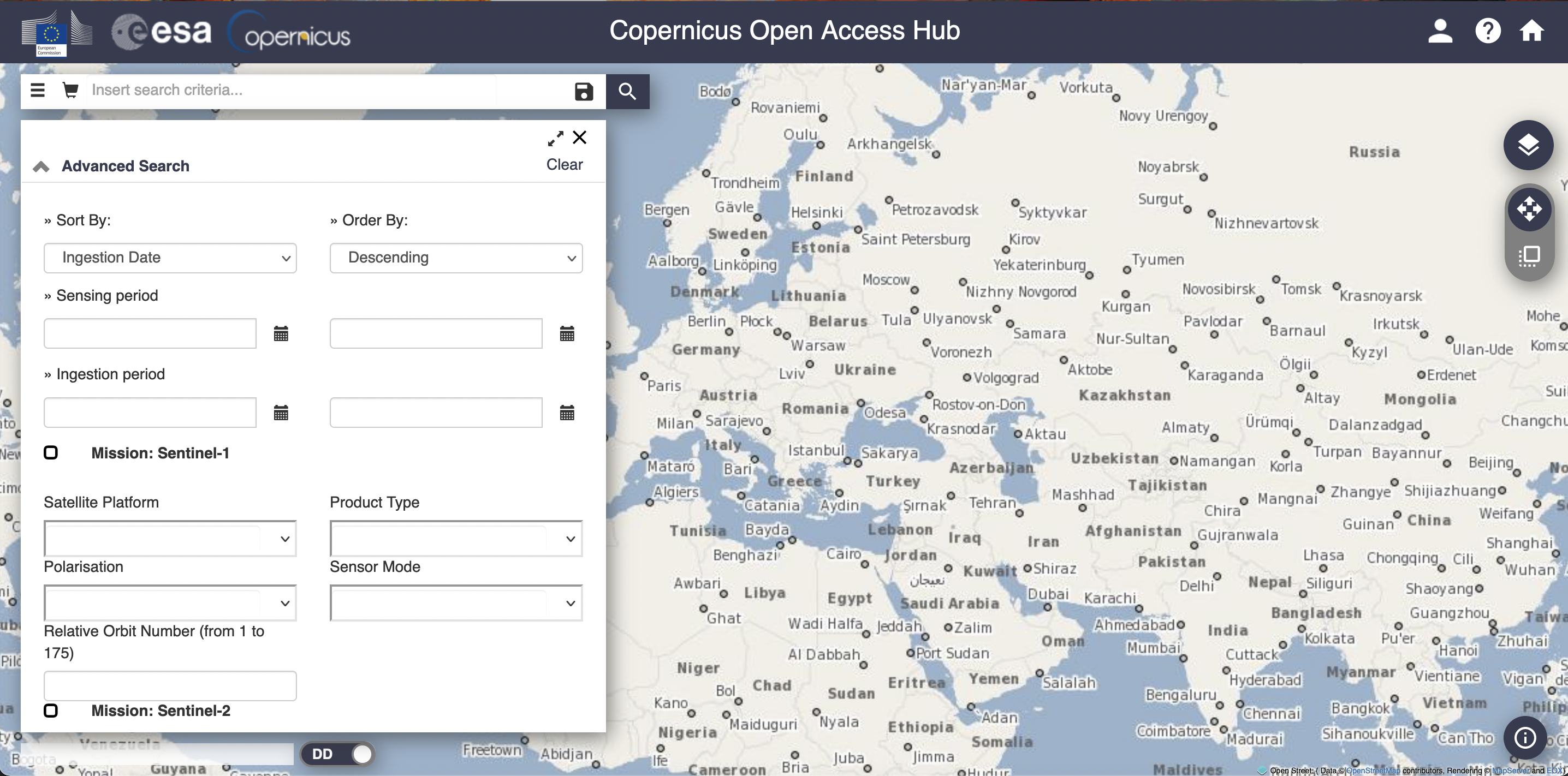 Copernicus OPEN ACCESS DATA HUB