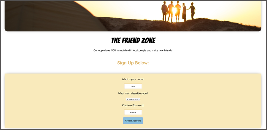 Friend Finder Front end preview