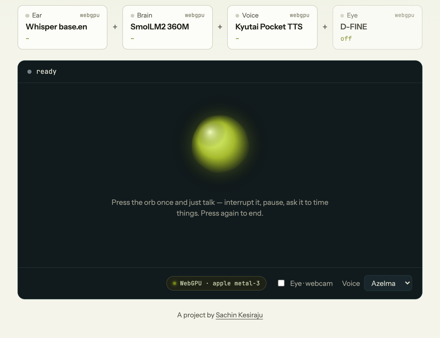 jax-realtime: the idle orb, ready to talk