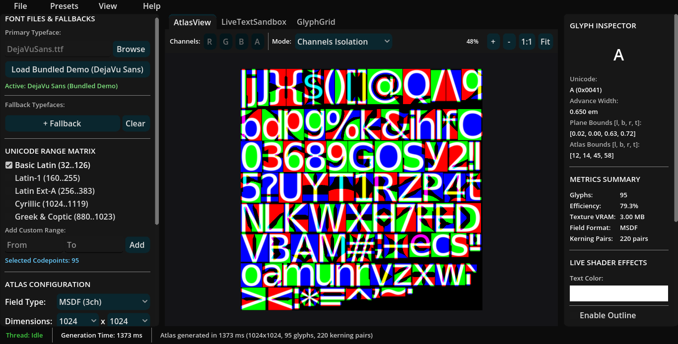 MSDF Atlas Studio Main UI