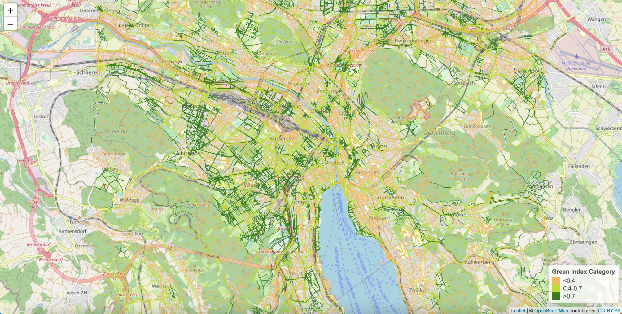 Leaflet Street Greenness Map