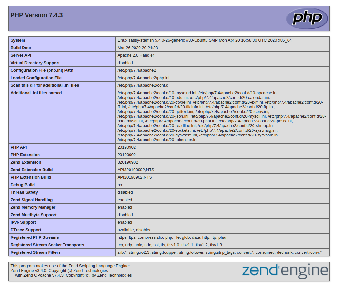 phpinfo