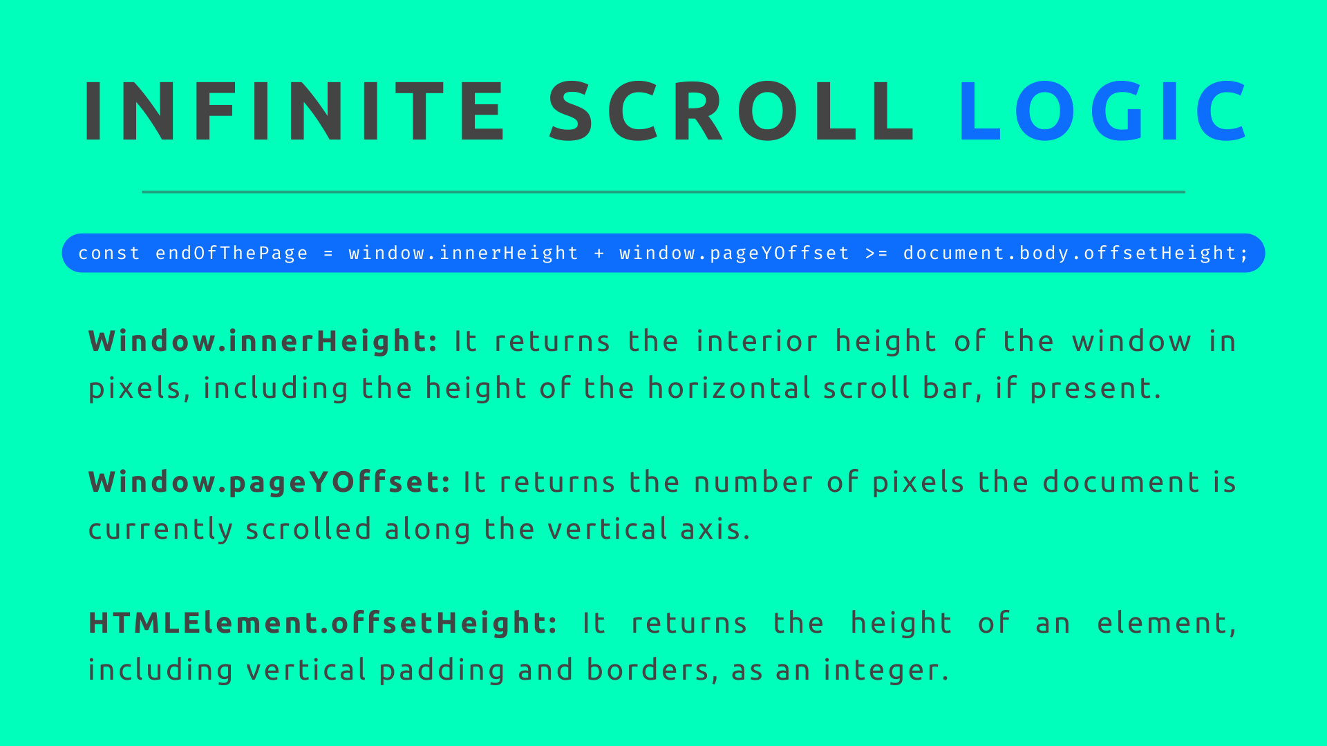 Vanilla JavaScript Infinite Scrolling Feature Logic