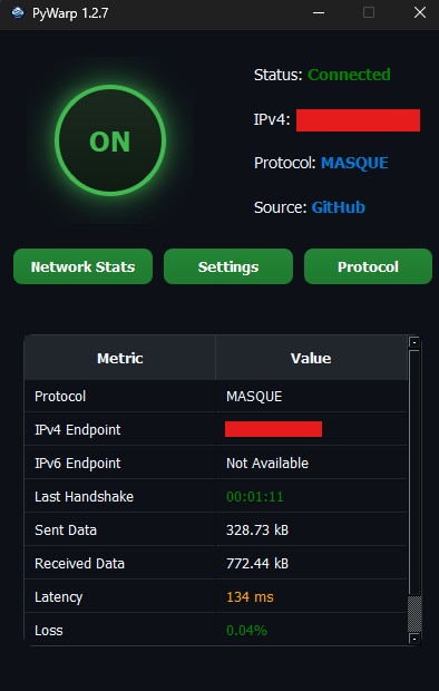 PyWarp Dark Mode