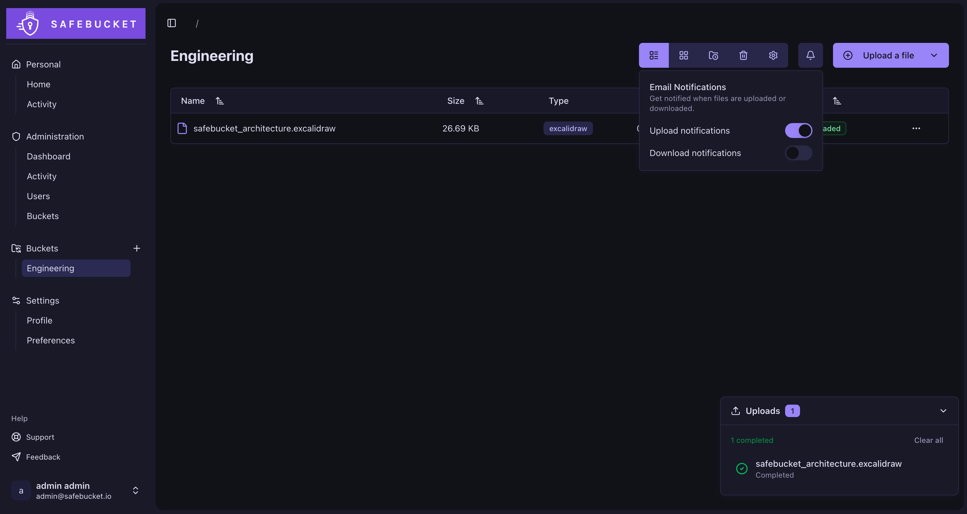 SafeBucket List View