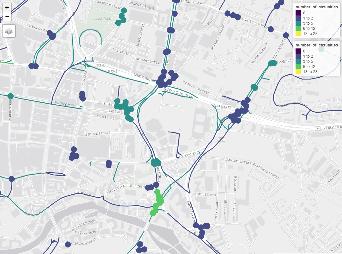 CyIPT methods for allocating crashes to juctions (left) compared with preliminary results of updated methods developed for the SaferActive project (right).