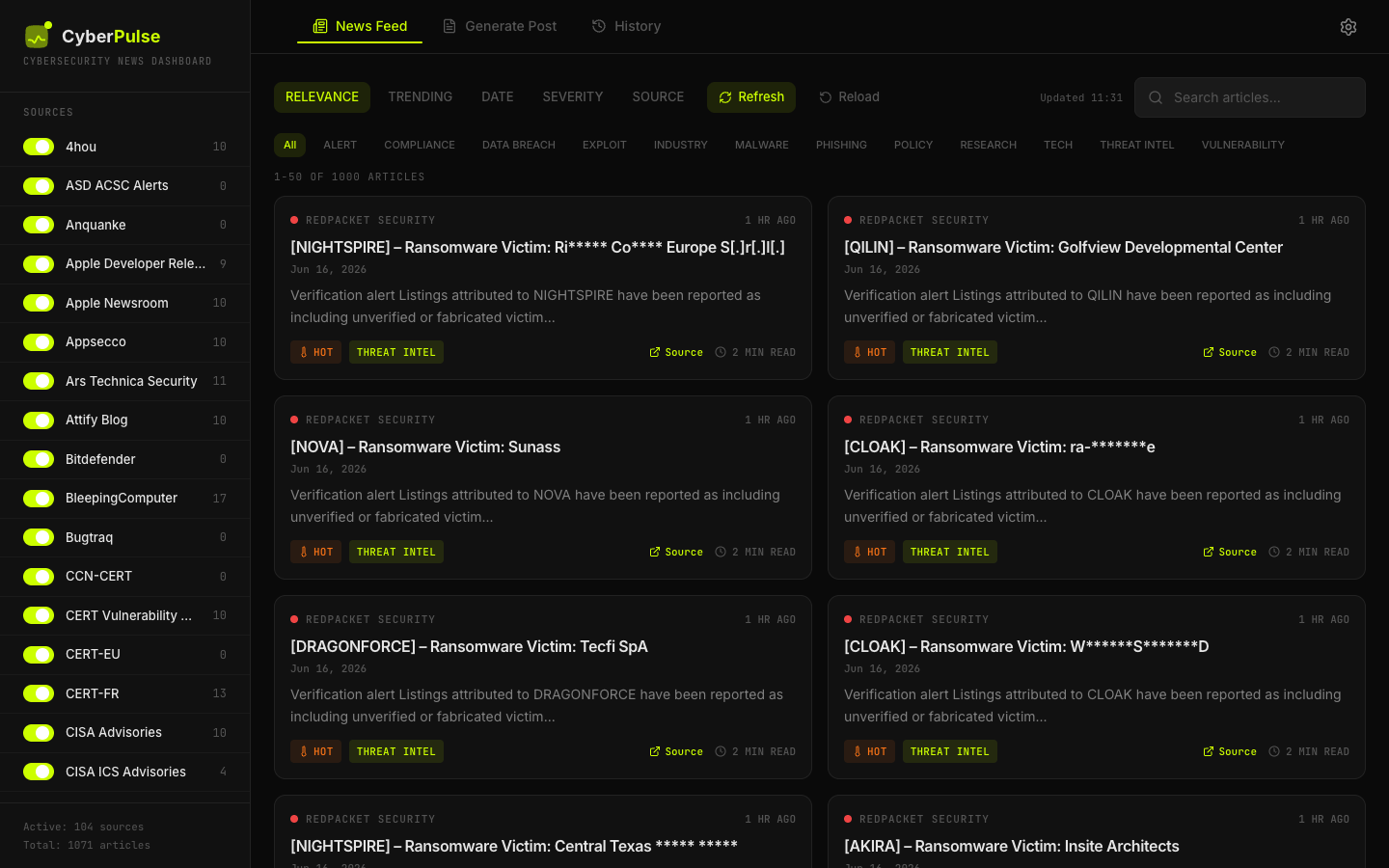 CyberPulse news feed