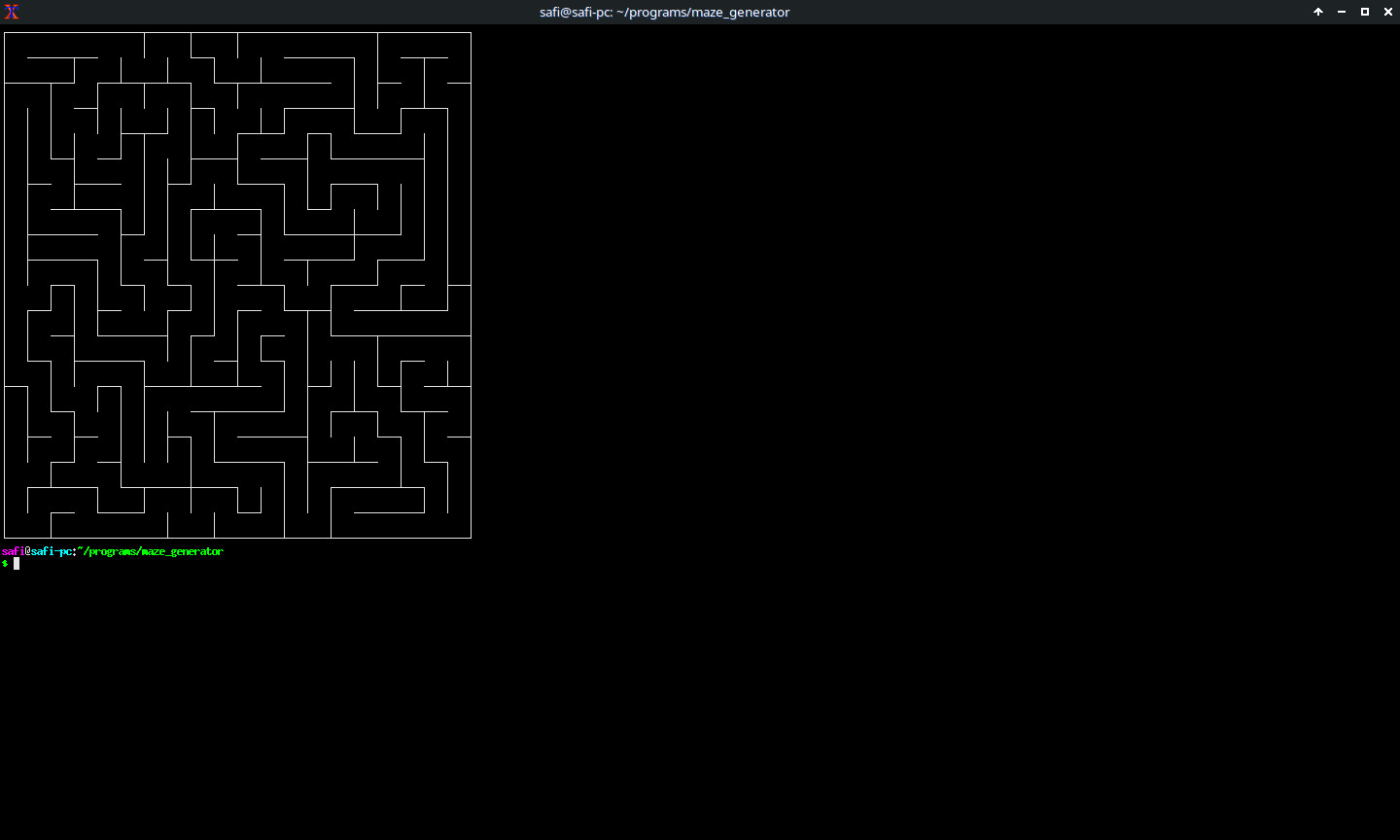 Maze Generator running on Xterm