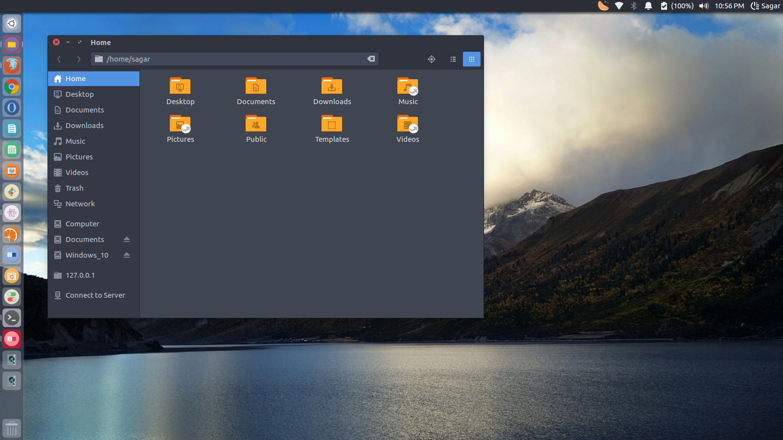 A screenshot of the Arc-Dark theme on Ubuntu 16.04