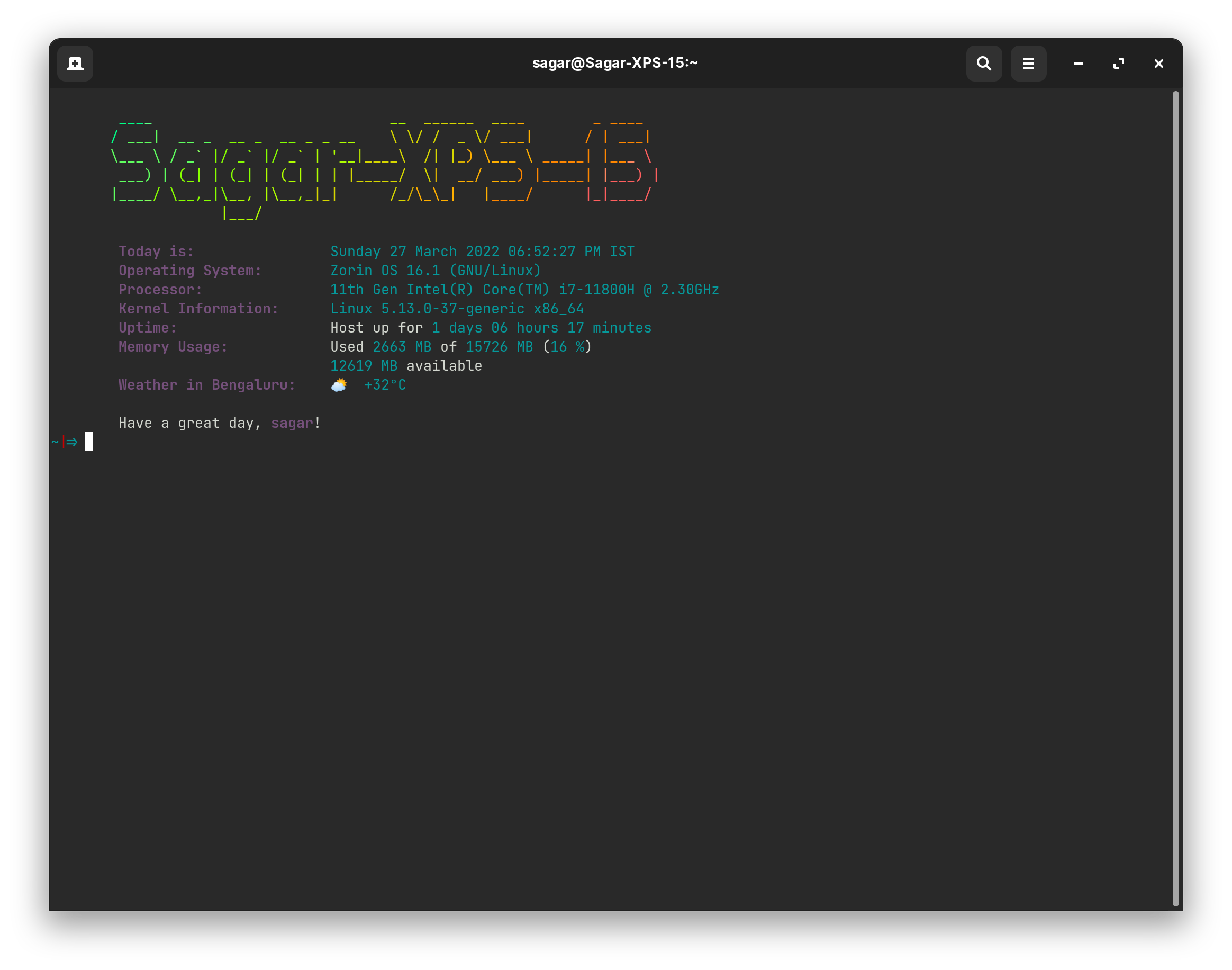 A customised, minimal, beautiful Linux Command line Welcome Message written in shell.