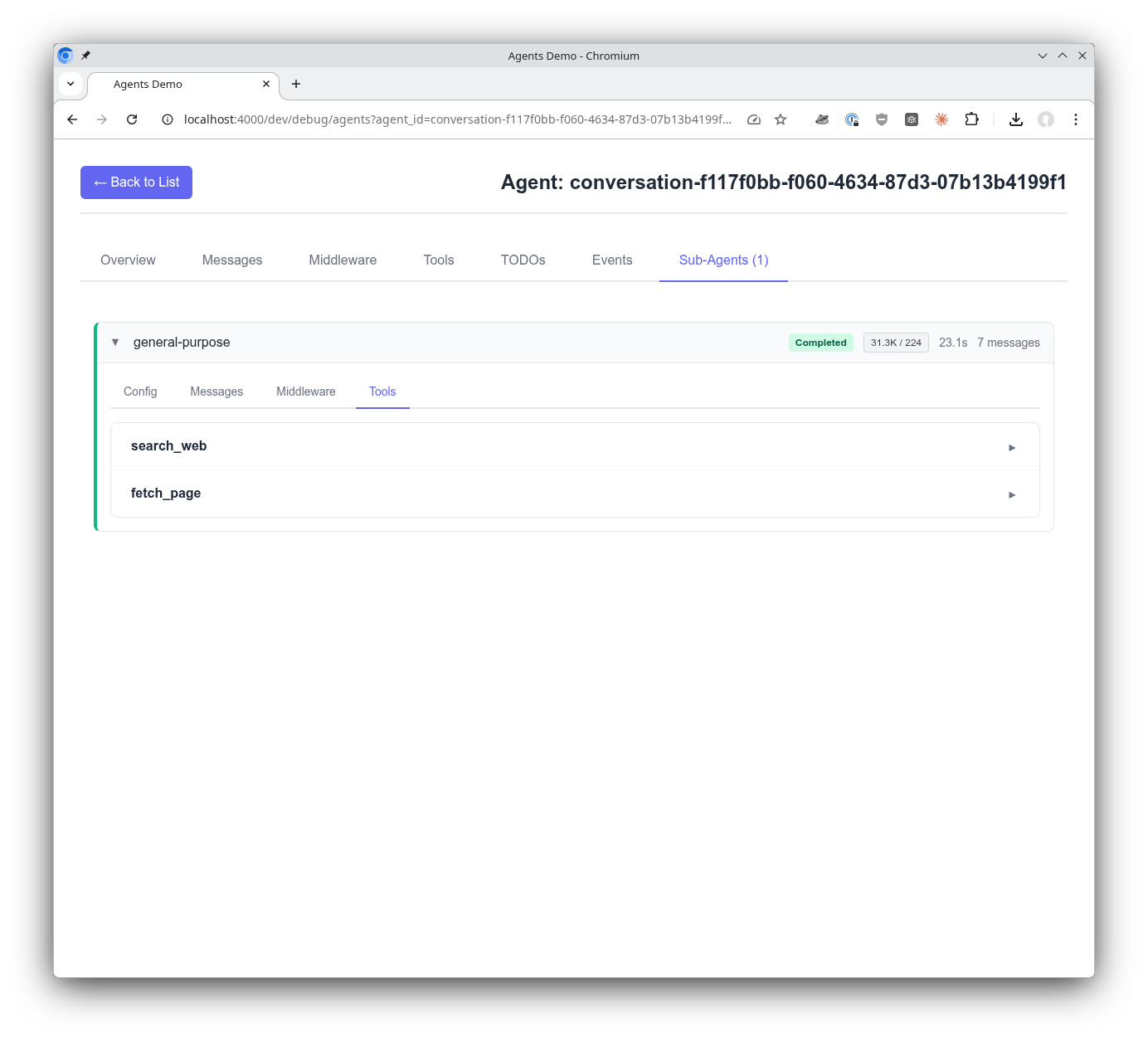 Sub-agent available tools