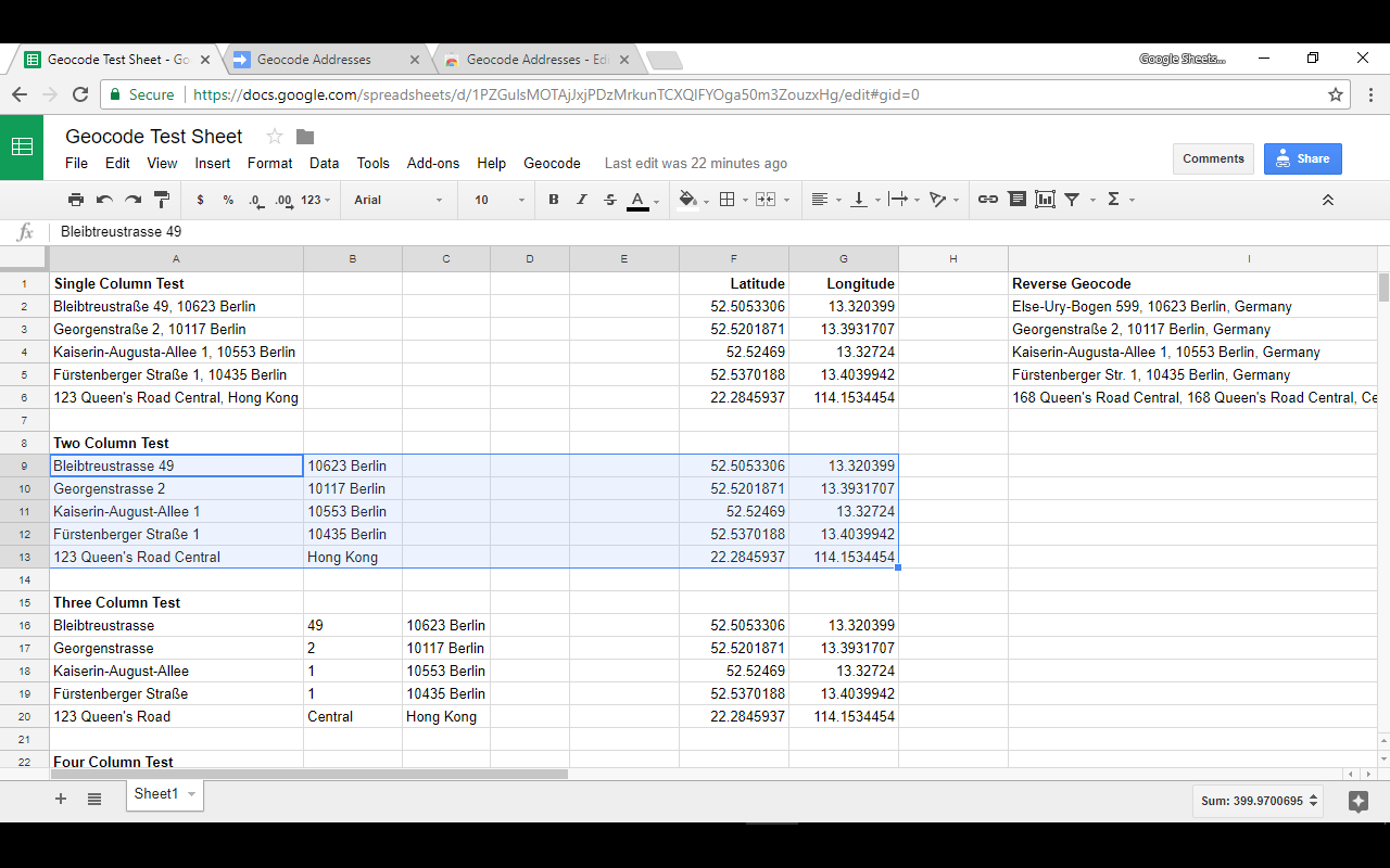 Multicolumn Address Geocoding