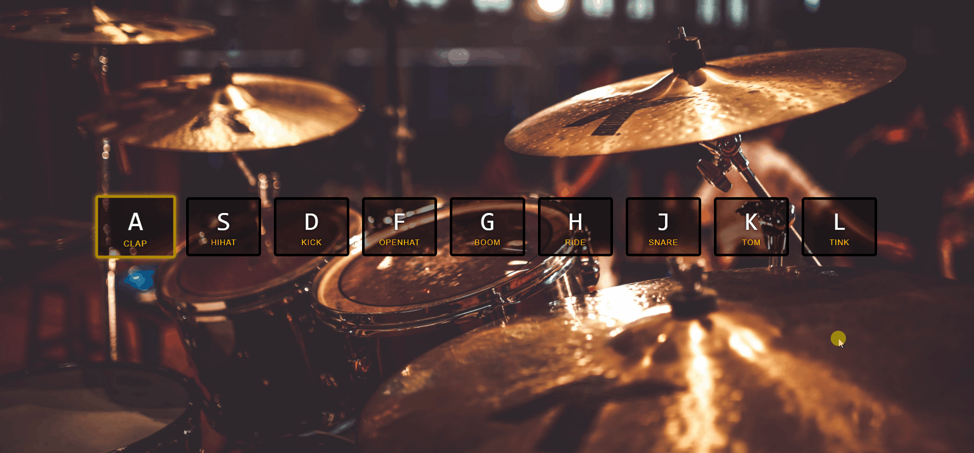 Drum kit website being displayed as gif