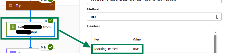 Logic App action passing MockingEnabled header to API Management