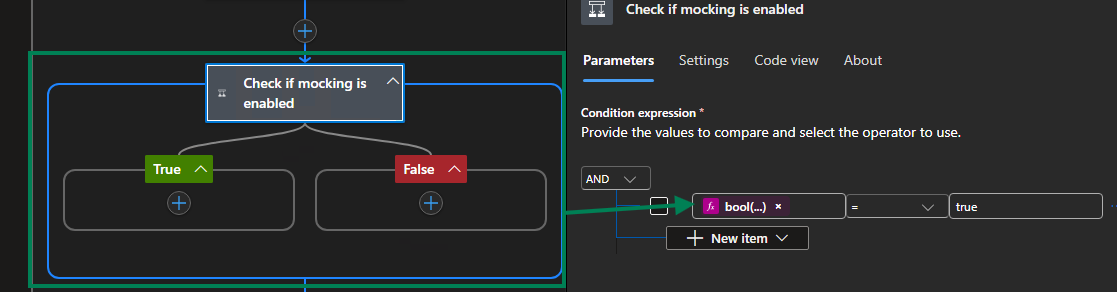 Logic App condition checking IsMockEnabled