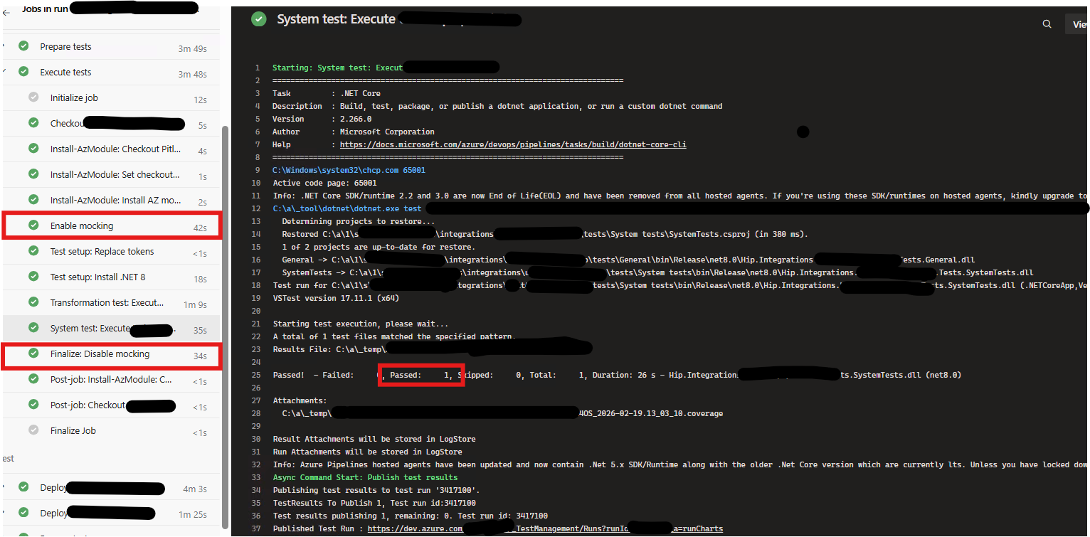 Stage with enable and disable mocking. In between the tests run