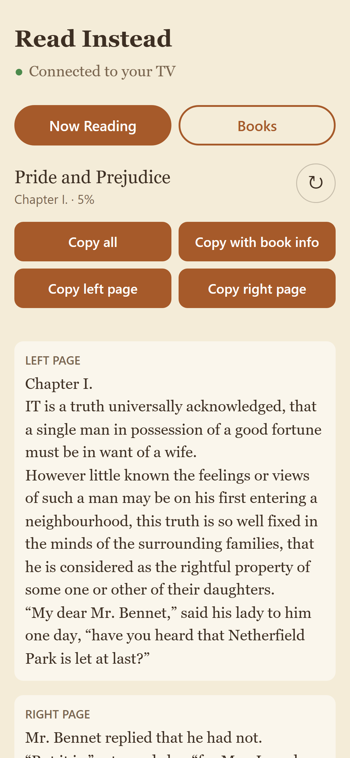 Now Reading on the phone