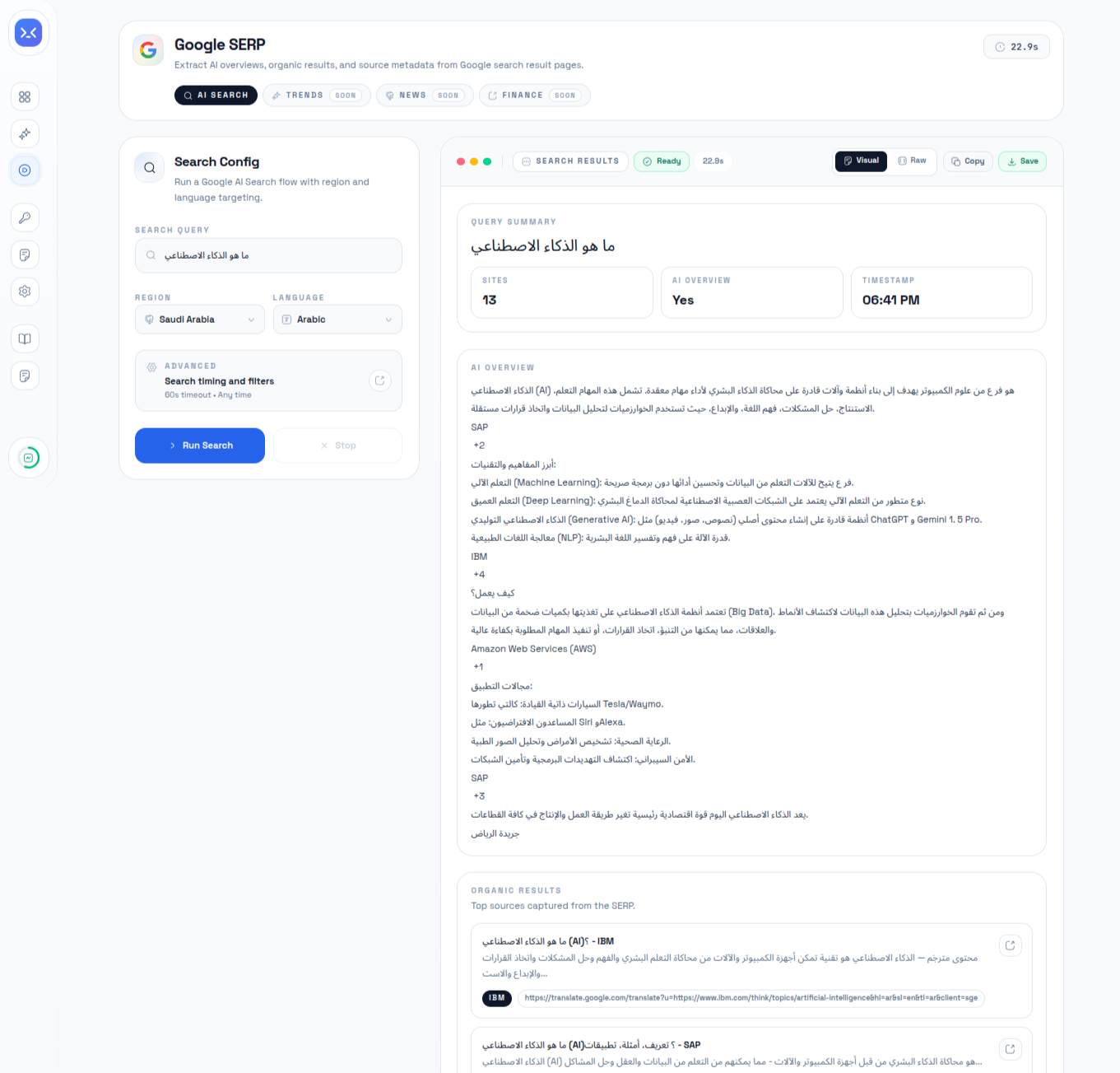 Google AI Search UI