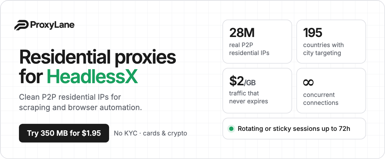 ProxyLane residential proxies for HeadlessX