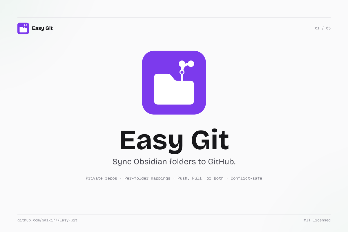 Easy Git: sync Obsidian folders to GitHub