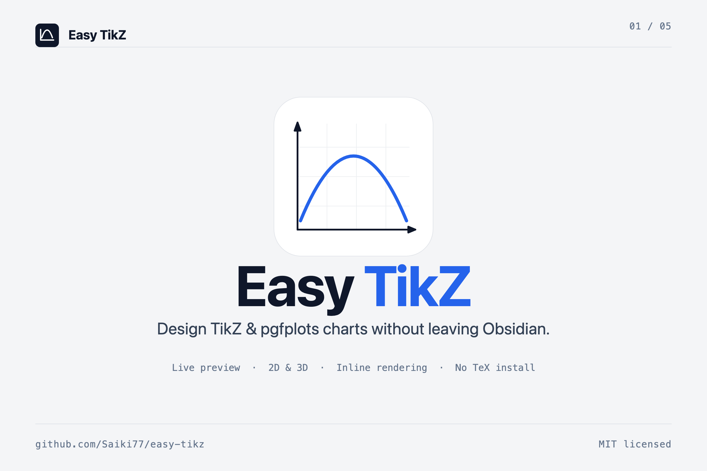 Easy TikZ: design TikZ & pgfplots charts in Obsidian