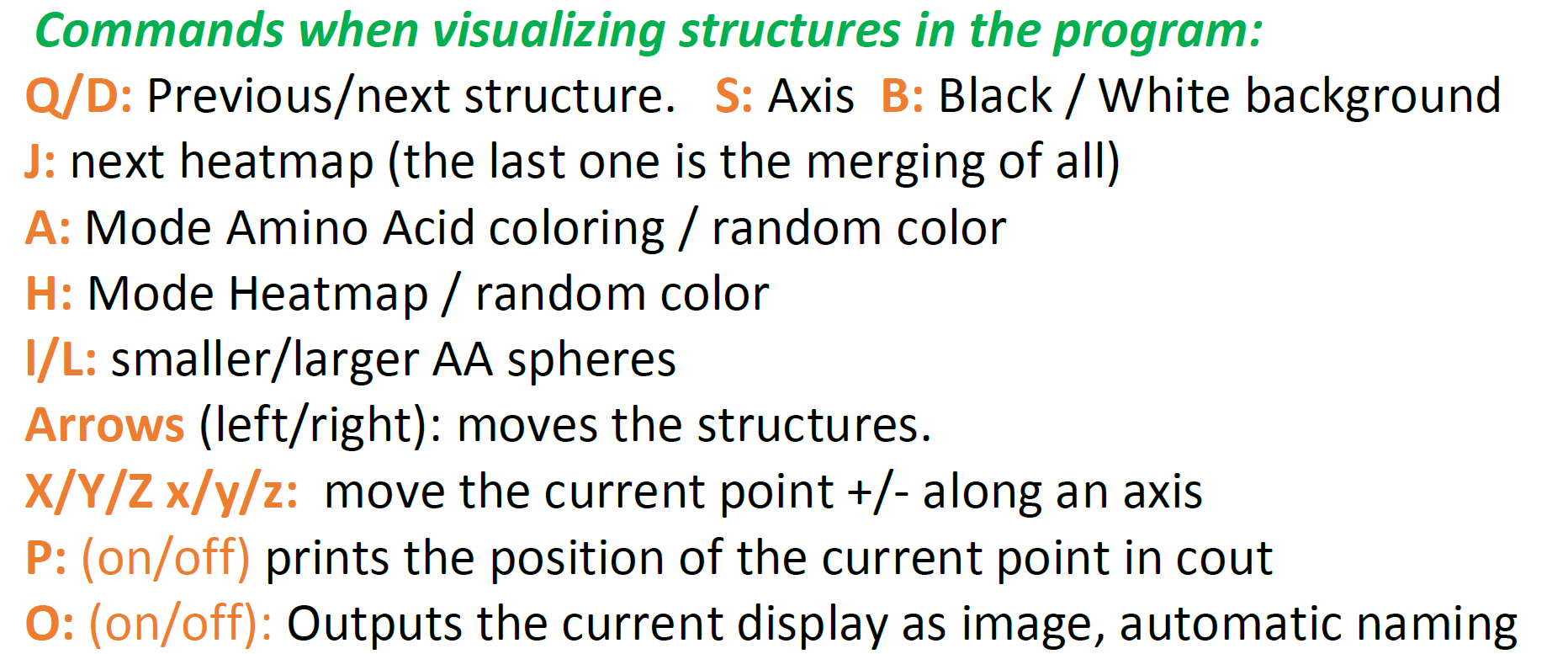 Shortcuts during visualization